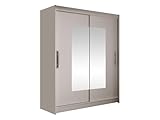 Mirjan24 Schwebetürenschrank Westa III Kleiderschrank mit Spiegel, Modernes Schlafzimmerschrank, Schiebetürenschrank, Garderobe, Schlafzimmer (Cashmere)