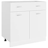 vidaXL Schubunterschrank mit 2 Regalböden 1 Schublade Schrank Küchenzeile Küchenmöbel Unterschrank Küchenschrank Weiß 80x46x81,5cm Holzwerkstoff