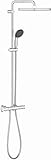 GROHE Vitalio Start 250 Cube - Duschsystem mit Thermostatbatterie (wassersparend, Sicherheitssperre bei 38°C, Antikalk-System, höhenverstellbar), chrom, 26696000