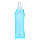 TPU Weiche Trinkflasche, Laufwasserflaschen, 500 ml, faltbar, Gel-Wasserflasche, Reservoir für Trinkrucksack, Wandern, Radfahren, Klettern, Outdoor, Motorrad, Trail-Rennen (Blau 500ml)