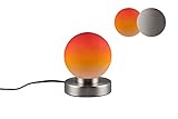 lightling Tischleuchte Pekka mit Fuß aus nickel matt Metall, Glasschirm orange, Touchfunktion, exkl. 1 x E14 max. 40W, ø 12 cm, Höhe 15 cm