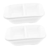 Mobestech 2Stücke Pure Keramik Snack Tablett mit Fächern für Soße Dips und Gewürze für Vorspeisen und Snacks Weiß