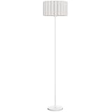 HOMCOM Stehlampe, Stehleuchte mit E27 Fassung, mit Wellenschirm Standlampe mit Fußschalter für Wohnzimmer, Schlafzimmer, exkl. Leuchtmittel, Weiß
