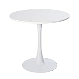 MEUBLE COSY Runder Esstisch Klein Tisch Küchentisch Esszimmertisch 2-4 Personen für Küche, Wohnzimmer, Büro, 80x80x73cm, Weiß