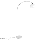 CCLIFE LED E27 Bogenlampe höhenverstellbar Marmorfuß weiß orange Stehlampe Stehleuchte Standleuchte Bogenleuchte Bogenstandleuchte, Farbe:Weiss, höhenverstellbar 145-220 cm