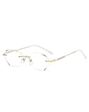LUFF Rimless Lesebrille für Frauen, Mode leichtes Anti blaues Licht Leser klassische Metall komfortable Frame Brille