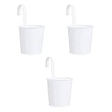 DIYEAH 3 Stück Teiliges Balkon Hängetopf aus Eisen mit Abnehmbarem Haken und Ablaufloch Hängender Blumentopf für Balkon Geländer Garten Innen Außenbereich Rostfreier Pflanztopf für