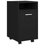 Eleganz Beistellschrank mit Rollen für Wohnzimmer | Schwarz 33x38x60 cm | Holzwerkstoff | Platzsparend & Mobil | Ideal für kleine Räume