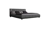 Sedex Luna Polsterbett 140x200 cm Doppelbett/Bett/Designerbett inkl. LED/Kunstleder grau