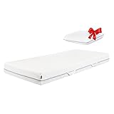 ESSENCE SLEEP Matratze 90 x 200 cm, 18 cm hoch – Härtegrad H3, Komfortschaumstoff mit Memory Foam Schicht, mit 1 Kissen – Öko-Tex Rollmatratze, atmungsaktiv