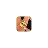 GlamRays 3 Stück Chunky Gold Armreifen für Frauen Modische Breite Handgelenksarmbänder Stapel Statement Armreifen Mode Schmuck Geschenk