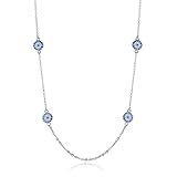 LXGGUC Persönlichkeit böse Augenanhänger Halskette 925 Sterling Silber Langkette Kristall türkische Halsketten Frauen Mädchen Glück Schmuck