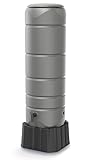 Regenwassertonne Regentonne Regenbehälter Regentank Regenfass Rund Wassertank mit Standfuss Deckel und Wasserhahn 110L Grau