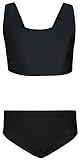 Aquarti Mädchen Sport Bikini Racerback Bustier & Bikinislip, Farbe: Schwarz, Größe: 146