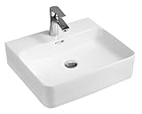 Eckiges Design Handwaschbecken hochwertige Keramik modern & stilvoll durch dünnen Rand 50 x 42 cm Waschtisch Wandhängend