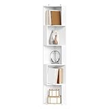 WOLTU Eckregal, Bücherregal stehend, Standregal weiß, mit 5 offenen Fächern, Regal Ecke, für Wohnzimmer Schlafzimmer Arbeitszimmer, SK046ws