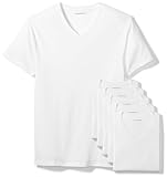 Amazon Essentials Herren Unterhemd Mit V-Ausschnitt, Atmungsaktiv, Baumwolle, 6er-Pack, Weiß, L