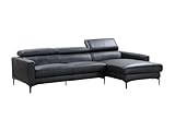 Vente-unique-Ecksofa - Büffelleder - Ecke Rechts - Schwarz - Florence