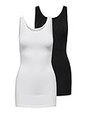 ONLY Damen Onllive Love New Long Tank 2pk Noos Top, Schwarz, M EU