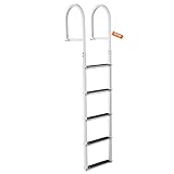 VEVOR Dockleiter 5 abnehmbare Stufen 227 kg Tragkraft, Pontonbootleiter aus Aluminiumlegierung mit 8 cm breiter Stufe und rutschfester Gummimatte, für das Einsteigen in Schiffe/Seen/Schwimmbäder/Meere