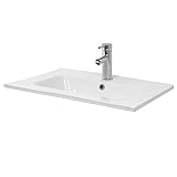 ML-Design Waschbecken aus Keramik Weiß 61x16,5x46 cm Eckig, Einbauwaschbecken mit Hahnloch und Überlauf, Aufsatzwaschbecken Einbauwaschtisch Waschschale Waschplatz Handwaschbecken, für das Badezimmer
