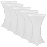 NYVI Stehtischhusse NYVIGala Weiß Ø 80-85 cm - 5er Set - Elastische Premium Stretchhussen für gängige Bistrotische & Stehtische - Dehnbarer Tischüberzug