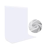 Fotohintergrund Weiß 1,5x2m, Bonvvie Faltbare Fotografie Hintergrund Musselin Hintergrund für Photo Video Studio, Fernsehen, Zoom, YouTube, Online-Meetings