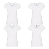 GIDUTEX Damen Tshirt von Fruit of The Loom 2er 3er 4er Pack S-2XL (DE/NL/SE/PL, Alphanumerisch, XXL, Regular, Regular, 4, White)