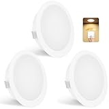 YindaLux 3er Set LED Einbaustrahler 230V Dimmbar 3W 3000K Warmweiß, LED Spot Ultra Flach 300LM Bohrloch 55-58mm und 15mm Flache, IP44 Möbeleinbauleuchte Einbauspots für Spiegelschrank, Weiß