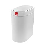 Sensio Home 5 Liter wasserdichter Mülleimer mit Bewegungsmelder, Mülleimer mit automatischem Deckel, automatischer Mülleimer für Schlafzimmer, Küche, Bad, Wohnzimmer, Büro, weiß mit grauem Rand