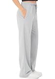 ROSS CAMP Jogginghose Damen - Baumwolle Sporthose Lang, Traininghose Laufhosen Bequeme Jogger, Sweatpants Weites Bein mit elastischem Bund Yogahose - Grau S