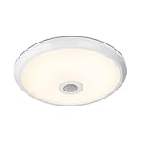 HOFTRONIC - LED Deckenleuchte mit Sensor - Bewegungsmelder en Dämmerungsschalter - 360 grad Sensor 1-6 meter Einstellbar - 12 Watt 1000 Lumen - 3000K Warmweiß Sensorleuchte - IP20 für innen