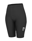 INBIKE Radlerhose Damen Gepolstert mit Tasche Kurz Sommer Sport Fahrradhose Radhose Sitzpolster Fahrrad Hose Rennrad Radsport Fahrradbekleidung Schwarz M