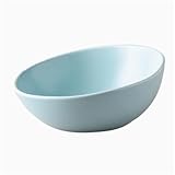 SPXTOM 15° geneigter Katzennapf, Keramik, breiter Flacher Katzennapf, Anti-Erbrechen, Hundeteller for Futter und Wasser, spülmaschinenfest, 300ml(Blue)