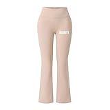 Flared Leggings Damen SEC.URI-TY, Bell Bottom Yoga Hose, Freizeithose Bootcut für Office Yoga Casual(Green_XL)