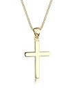 Elli Halskette Damen Kreuz Symbol Basic in 925 Sterling Silber Vergoldet