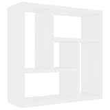 vidaXL Wandregal mit 5 Fächern Hängeregal Wandboard Bücherregal CD DVD Regal Dekoregal Schweberegal Weiß 45,1x16x45,1cm Holzwerkstoff