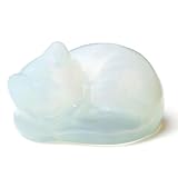Mezrkuwr Katzenfiguren-Ornamente aus Opal Kristall, schlafende Katze Verzierung für Katzenliebhaber, Katzengeschenke, Geschenke mit Katzenmotiv, süße Katzenstatue