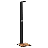 vidaXL Gartendusche, Outdoor Dusche mit Lattenboden Stahlrahmen, Terrassendusche für Pool Schwimmbad, Gartenmöbel Terrassenmöbel, Schwarz Poly Rattan Akazienholz