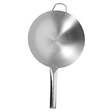 Alipis Edelstahl Wokpfanne mit Langem Griff Unbeschichtete Induktionsgeeignete Bratpfanne für Gas Elektroherde Robuster Dicker Boden für Zuhause und Outdoor stirfry