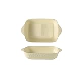 TRgqify-KM Keramik-Auflaufform mit Zwei Griffen, ofenfest, for Lasagne, Pasta, Backen, Kochen, Braten, Mahlzeiten, Familiengebrauch, gleichmäßige Wärmeverteilung(7 inch-Beige)