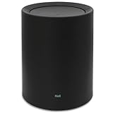 Nell 8L Mülleimer Bad Schwarz Matt mit Schwingdeckel – Perfekt als eleganter Kosmetikeimer, Ideal auch als WC Mülleimer, Langlebiger Kunststoff, Stilvoll und praktisch (Schwarz, 8L mit Deckel)