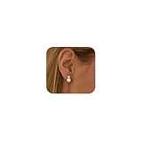 FUNEIA Perlen Ohrringe Silber 925 Stecker Damen Weiße Süßwasserperlen Ohrstecker Gold Silber Stecker Ohrringe mit Perle Wasserfest Hypoallergene Modeschmuck Ohrringe für Frauen Mädchen Braut Geschenk