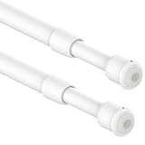 Aiitomg 2 Stücks Klein Ausziehbare Klemmstange, Spannstange ohne Bohren, Gardinen Klemmstange, Klemmgardienenstangen für Küche, Schrank, DIY-Projekte (30-50CM,Φ7.6&9.6mm)