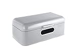 Echtwerk stilvoller Brotkasten, Retro-Brotbox aus Metall mit Sichtfenster, Platzsparende Aufbewahrungsbox, Brotkorb mit Deckel, Grau, 42 x 23 x 16 cm