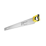 Stanley JetCut Handsäge grob (550 mm Länge, 7 Zähne/Inch, Bi-Material, Hardpoint-Verzahnung, 45°/90°-Anschlag, für schnelle Schnitte in Holz) 2-15-289