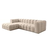 Baloo L Ecksofa – modernes Design & Komfort mit hochwertiger HR-Schaumstoff-Polsterung - Stoff Tiffany (Beige, Links)