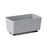 LAMELA Rechteckiger Pflanzkasten mit eleganten Füßen – Grauer Blumenkübel in Betonoptik aus robustem Kunststoff 28,5 x 17 cm, 4,2L – Wetterfest & Pflegeleicht - für Innen & Außen