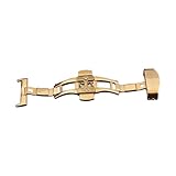ROMISBABA Automatische Doppel drücker Schmetterlingsfaltschließe Push Button Armbandverschluss aus Robustem Passend für Uhrenarmbänder Goldfarbene Faltschließe für Langlebigen