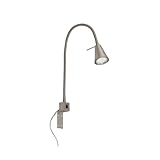 BRILONER - LED Leselampe mit Ein/Aus-Schalter, schwenkbar, viele Befestigungspositionen, Wandleuchte Innen, Wandlampe, Bettlampe, Lampe Bett, Leselicht, Nachttischlampe, 40,3x21,7 cm, Matt-Nickel